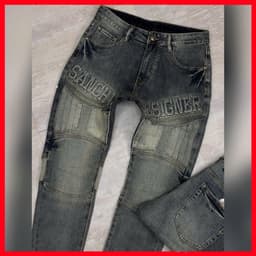 JEAN NAM DENIM,CHẤT JEAN MỀM CÔ GIÃN NHẸ,HỌA TIẾT CHỮ IN NỔI TẠO ĐIỂM NHẤN QJ-5096 VIC 6