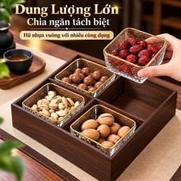 Khay đựng mứt tết kèm hũ nhựa, khay đựng bánh kẹo chia ngăn, thiết kế sang trọng, nắp kín chống bụi, chống bẩn 5