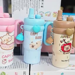 Bình Giữ Nhiệt Hoạ Tiết CAPYBARA Thể Tích 850ml , Có tay cầm và ống hút dễ thương 9