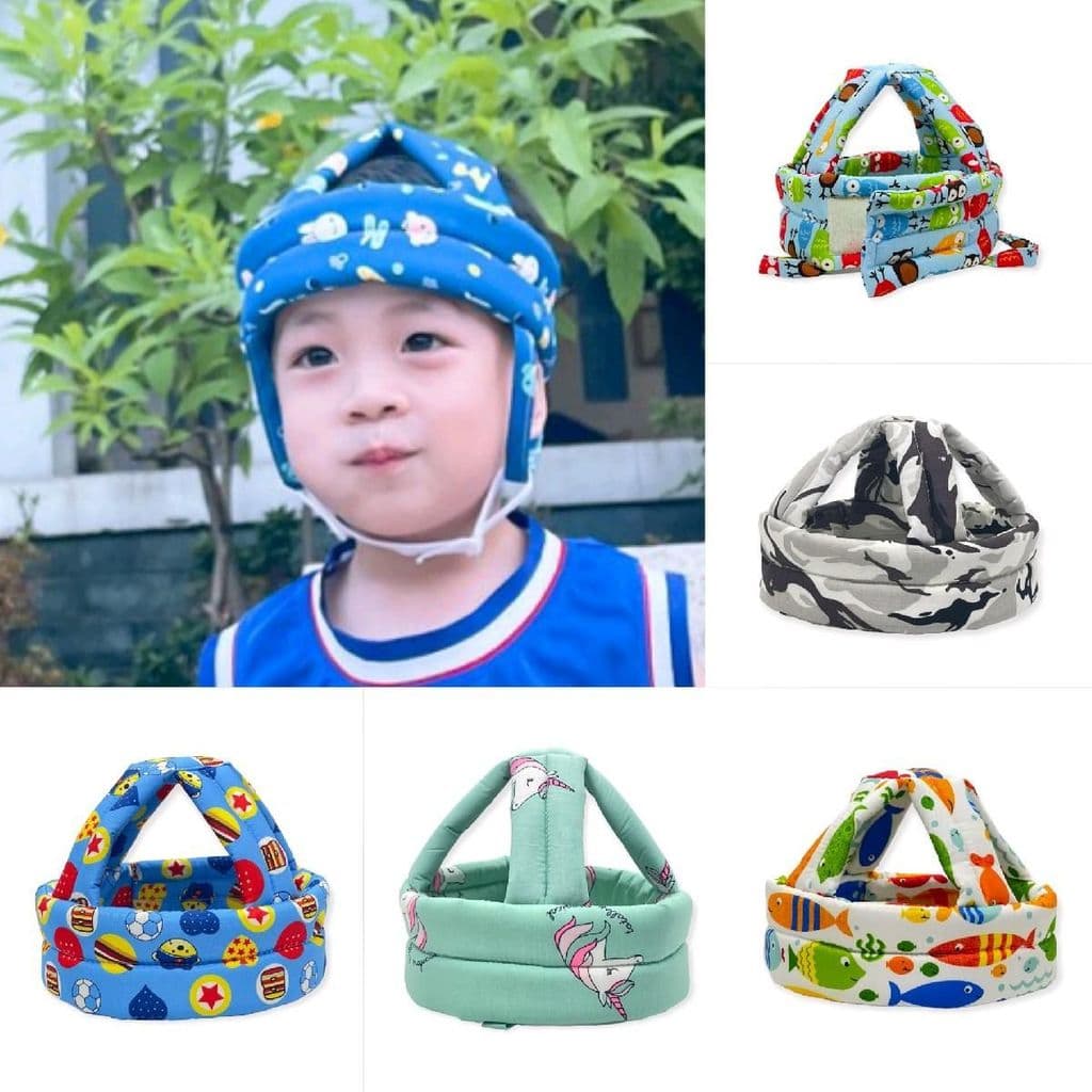 Nón bảo vệ đầu bé thoáng khí - Mũ bảo hộ - Mũ bảo hiểm bảo vệ đầu bé tập bò, tập đi loại quai dán