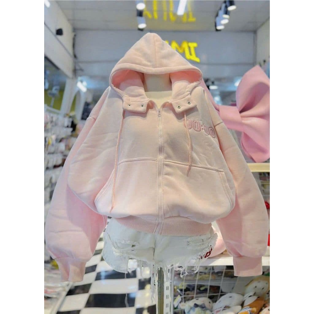 Áo khoác nỉ unisex dài tay màu xám có mũ 2 lớp và khóa kéo năng động cho mọi lứa tuổi-linhhai98