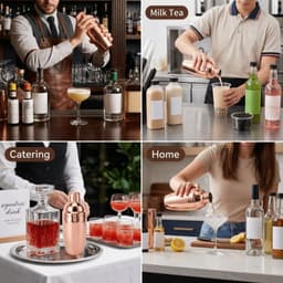 Bình lắc Cocktail ZAOFAHUA, Bình lắc uống nước vàng hồng 500ml, Máy rửa chén bằng thép không gỉ 304 chuyên nghiệp Máy trộn lắc thanh an toàn tại nhà 4
