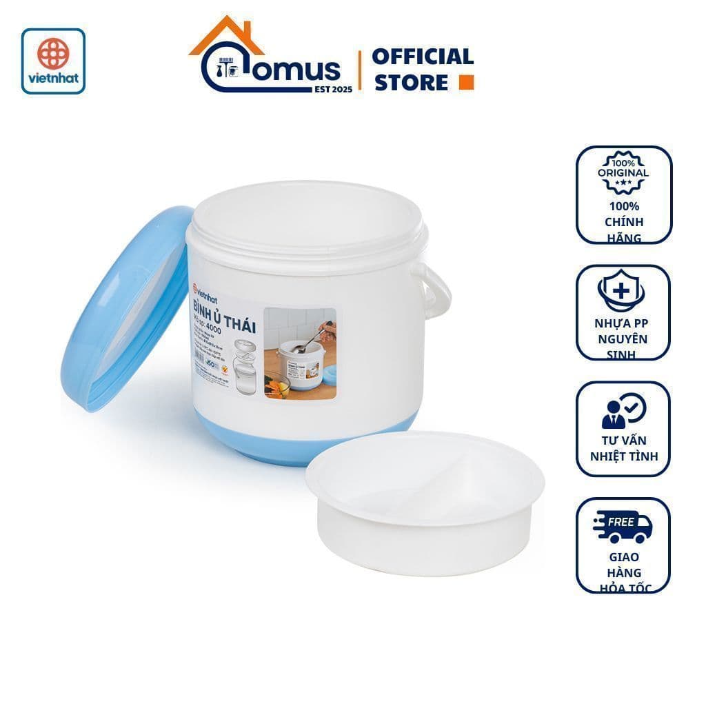 Bình Giữ Nhiệt, Cặp Lồng Việt Nhật 4000, Bình Ủ Nhiệt Bảo Quản Thức Ăn Tiện Dụng - DOMUS