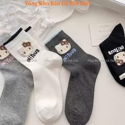 Set 10 Đôi Tất Nữ Cổ Cao Mèo Kitty in Tour Dệt Kim Cotton Siêu xᶖnh Xắn Dễ Thương Mẫu Mới 2026 -  VOICON-[TV01] 9