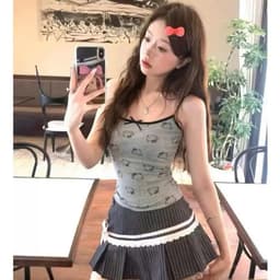 Áo ngủ 2 dây cổ viền họa tiết mèo Kitty sang trọng, tôn dáng, có đệm lót (kèm mút ngực) - Thu99. 3