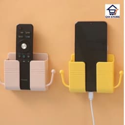 Giá Đỡ Dán Tường Để Sạc Điện Thoại, Đựng Đồ Kèm 2 Móc Treo Đồ QM-STORE 5