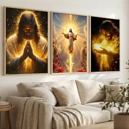 Bộ 3 Tranh Treo Tường In Không Khung Nét Căng Chúa Giêsu Đức Mẹ Maria Cổ Điển Châu Âu Trang Trí Nhà Cơ Đốc Phòng Khách 3