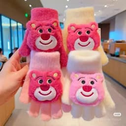 Găng Tay Len Cho Bé 2-6 Tuổi Họa Tiết Gấu Dâu Cute – Găng Tay Giữ Ấm Mùa Đông Cho Bé. C87 SHOP 6
