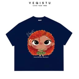[Ver.2.1] Áo Thun Boxy Local Brand VEQISTU "Chibi Girl", Áo Thun Unisex Form Rộng 250GSM  Cotton 8