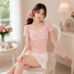Áo thun nữ croptop viền ren phong cách tiểu thư chất thun tăm xinh đẹp  KD74 - Sam botique 2