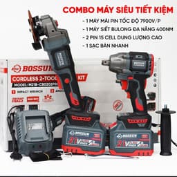 1 [COMBO 2 Máy] Máy Siết Bulong / Máy Mài Pin Bossun M21B-CB0202PRO - Chân Pin Phổ Thông, không Chổi Than, Lõi Đồng 3