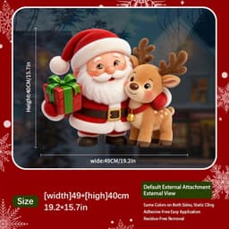 Tấm decal Dán Kính bóc dán tiện lợi, Chủ Đề Giáng Sinh Ông Già Noel Và Nai Sừng  3