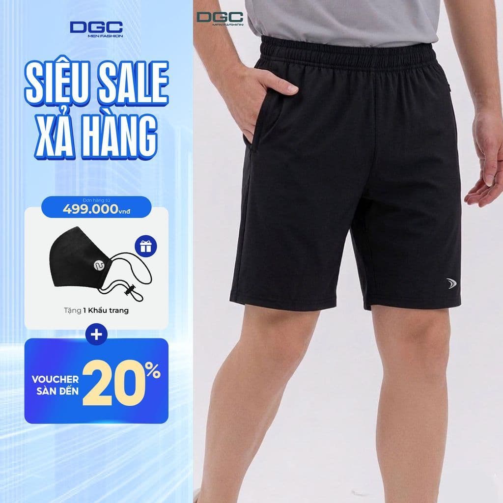 uần Short Nam Thể Thao DGC Màu Đen - Mềm Nhẹ, Mát Mịn, Co Giãn Vượt Trội - SQSBE128M-S