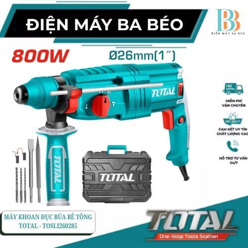 MÁY KHOAN BÚA ĐỤC BÊ TÔNG 3 CHỨC NĂNG TOTAL 800W 950W - TH309288 TH308268 TH308268-2