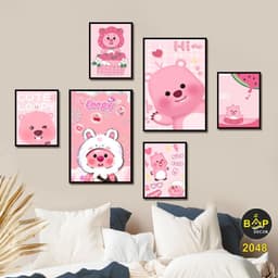 Bộ 6 tranh decor dán tường trang trí phòng ngủ cho bé dễ thương đáng yêu, phòng khách decor siêu cute 9