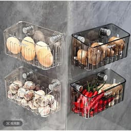Kệ đựnġ Đồ Rửa Chén Bát Hút Chân Không, Rổ lọc rác bồn rửa bát móc cốc hút chất liệu nhựa ABS cao cấp 8