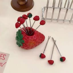 Bộ 5 nĩa xiên trái cây inox không gỉ và hũ đựnġ nĩa trái tim để bàn trang trí phòng khách VOICON-[DA66] 3