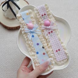 Băng Đô Dán Tóc Mái Viền Ren Bèo Nhún Tone Màu Pastel Đính Nơ Xinh Xắn T934 8