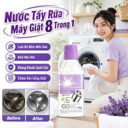 Nước Tẩy Rửa Máy Giặt / Bột Tẩy Cặn Và Khử Mùi Lồng Giặt 3 Trong 1 / Nhẹ Nhàng Với Máy / Không Cần Tháo Rời Hoặc Xả Lại 1