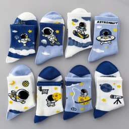 Set 10 Đôi Tất Trẻ Em Cao Cổ Phi Hành Gia Astronaut Cotton Mềm Size M-L 3-12 Tuổi 8