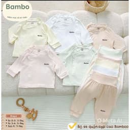 (Combo )Bộ Quần Áo Dài Tay Sơ Sinh Cạp Cao bambo  NT Vải Petit Thun Lạnh Pastel Mềm Mát Cho Bé 3-9kg 7