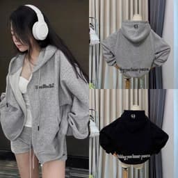< Rẻ Vô Địch > Áo khoác nỉ form rộng tay bồng mũ 2 lớp chất nỉ tàu phong cách FRIVATE -thoitrang 1
