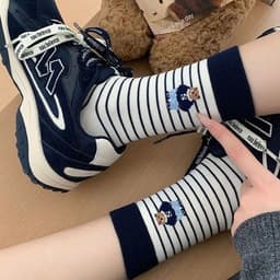 T70 Set 10 Đôi Tất Gấu Teddy Cổ Cao Unisex – Tất Đôi Cotton Co Giãn Thời Trang 7