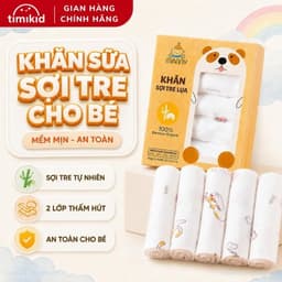 Khăn Sữa Sợi Tre Cho Bé Manny Hộp 5 Chiếc Mềm Mịn 2 Lớp 30x30cm - Timikid 1