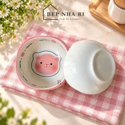 Bộ Bát Đĩa Gốm Sứ Họa Tiết Heo Hồng CAO CẤP Dùng Cho Bàn Ăn Gia Đình Dễ Thương Đáng Yêu, Quà Tặng Ý Nghĩa 7