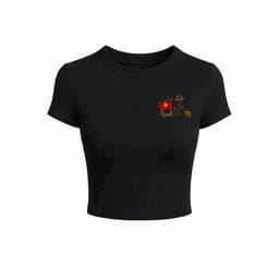 Size free 28-45KG Áo thun nữ CROPTOP co giãn họa tiết - hình NƠ DÚM   -.qunaaounisex94 5