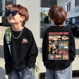 Áo Thun Dài Tay Bé Trai Shin Cậu Bé Bút Chì Họa Tiết Hoạt Hình Đáng Yêu Streetwear Form Rộng Cá Tính Cotton Shop Đậu Đậu 2