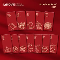 Bao lì xì Tết xuân Đinh Mùi 2027 bộ Ta Tìm Tết Ta, Tết Là độc quyền thiết kế LADIACRE, giấy C150 cao cấp cán mịn 2