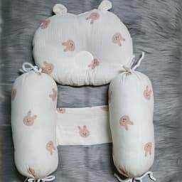 Bộ gối chặn bông vải muslin cao cấp chống giật mình cho bé sơ sinh - Gối lõm chống bẹp đầu cho bé hàng Việt Nam 8