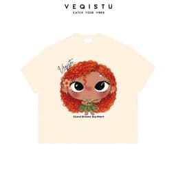 [Ver.2.1] Áo Thun Boxy Local Brand VEQISTU "Chibi Girl", Áo Thun Unisex Form Rộng 250GSM  Cotton 4