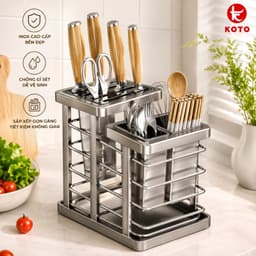 Giá Cài Dao Thép Carbon Chống Gỉ Cao Cấp KOTO, Giá Đựng Dao Kéo Đa Năng, Có Khay Hứng Nước Tiện Lợi 1