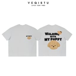 Áo Thun BOXY Local Brand VEQISTU "PUPPY", Áo Thun Boxy Form Rộng Unisex  250Gsm Cotton 4