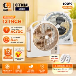 Quạt Sạc Tích Điện Honjianda FL323/FL313 dạng hộp AC&DC 12 inch 1-2 pin - có đèn LED & USB 1