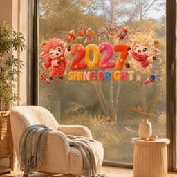 MNTT 2027 Decal Dán Tĩnh Chống Thấm Nước Lễ Hội Không Khí Trang Trí Cửa Sổ 7
