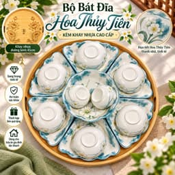 Bộ bát đĩa cúng gia tiên hoa mặt trời  thương hiệu gochy gốm sứ cao cấp - Họa tiết hoa thủy tiên 2