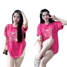 Áo thun , áo 3158 cotton khô, áo thun nữ form rộng nam nữ tay lỡ mẫu trơn unisex -chữ  SOAT HỒNG 6