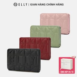 [Tặng hộp 20.10] Ví nữ cao cấp da thật ELLY EV96 ví cầm tay mini đựng thẻ tiền chính hãng 1