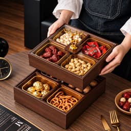 Khay đựng bánh kẹo hoa quả khô cao cấp sang trọng nhẹ bằng gỗ Melamile mẫu mới 2027 7