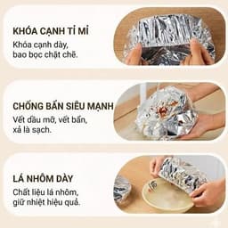 [50 Tấm] Màng Cách Nhiệt Lá Nhôm, Giữ Nhiệt Hộp Cơm, Cách Nhiệt Thức Ăn, Bảo Quản Thực Phẩm Tái Sử Dụng 6