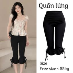 Quần ngố lửng cạp cao có dây rút cột nơ unnie quần thun dài qua gối y2k QL77 1