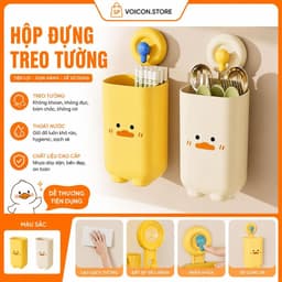 Hộp Đựng Đũa Muỗng Treo Tường Nhựa ABS Cao Cấp Thoáng Khí Ngăn Ẩm Mốc Ống Đựng Đũa Chống Bụi Tích Hợp Móc VOICON-TTA11 1