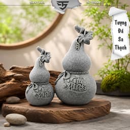 Tượng hồ lô may mắn đá sa thạch - Tượng deco, trang trí tiểu cảnh, bán cạn, terrarium 4