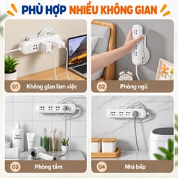 Giá Treo Ổ Điện Dán Tường, Dụng Cụ Cuộn Dây Nguồn Có Kẹp Giữ Chống Rối, Tiết Kiệm Diện Tích
 4