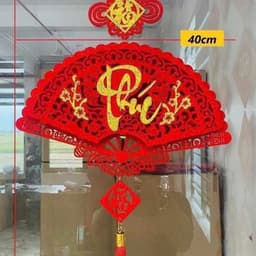 Set 3 Khánh Quạt Nhung Chữ PHÚC - LỘC - THỌ Treo Trang Trí Tết 3