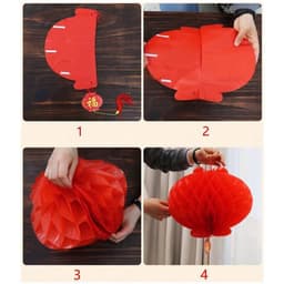 Combo 30/50/100 Đèn lồng đỏ tổ ong mini nilong treo trang trí lễ Tết, Tết nguyên đán, rằm Trung thu 5