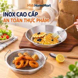 Vỉ Lọc Dầu Inox Kèm Khay Đĩa 20cm MimiHomeMart - Hỗ Trợ Ráo Dầu Thực Phẩm Khi Chiên Rán 5